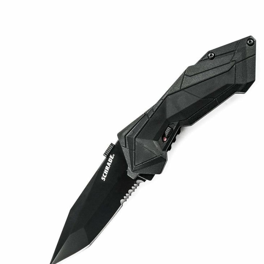 Blade * | Affordable Price Schrade Scha3Bs M.A.G.I.C. Assisted Opening 40% Serrated Black Tanto Blade