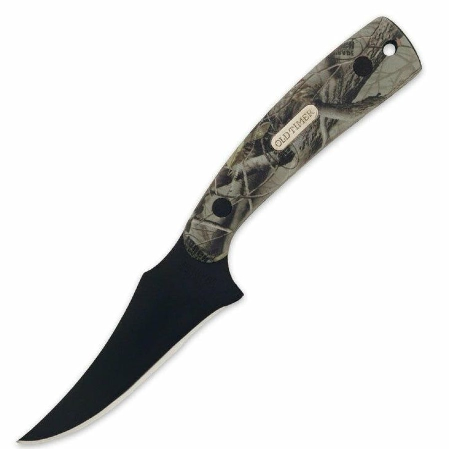 Pocket Knives * | Moderate Price Schrade Old Timer 152Otbc Black Camo Fixed Blade Knife With Leather Sheath