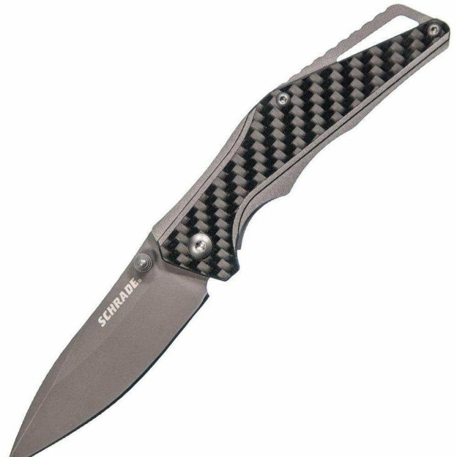 Blade * | Affordable Price Schrade Sch706, 2.75 Gray Blade, Carbon Fiber Handle 1084291