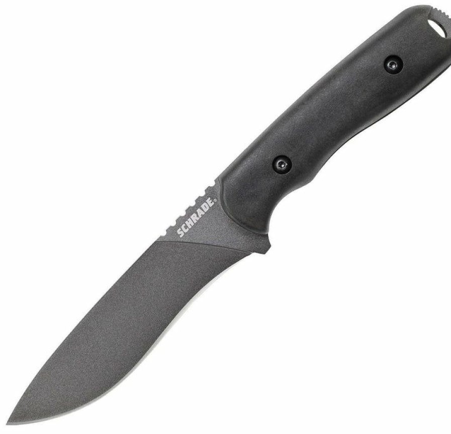 Pocket Knives * | Moderate Price Schrade Schf42 Frontier, 5.12 1095 Steel Fixed Blade, Grivory Handles, Leather Sheath