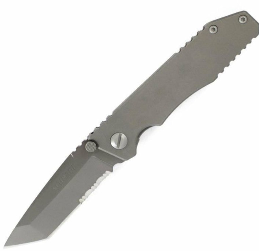 Blade * | Affordable Price Schrade Sch307S Frame Lock Folding Knife W/ Partially Serrated Tanto Blade & Steel Handle