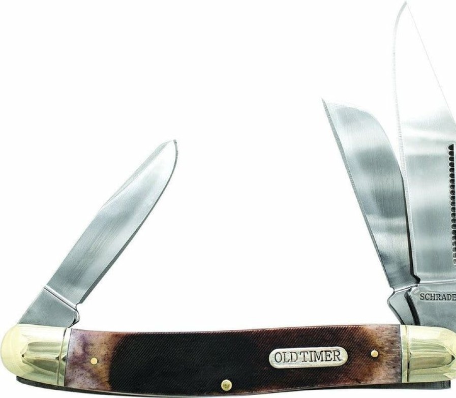 Pocket Knives * | Reasonable Price Schrade 858Otb, 3- Blade Old Timer Lumberjack Folding Pocket Knife