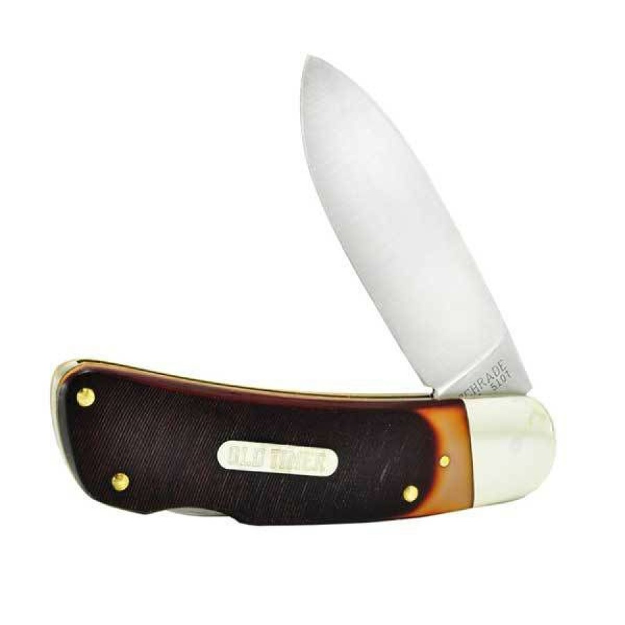 Pocket Knives * | Affordable Price Schrade Old Timer 51Ot Big Timer, Brown Delrin Handle, Plain Edge Single Blade Pocket Knife