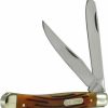 Blade * | Affordable Price Schrade Gunstock Trapper 2-Blade Pocket Knife W/Brown Bone Handle