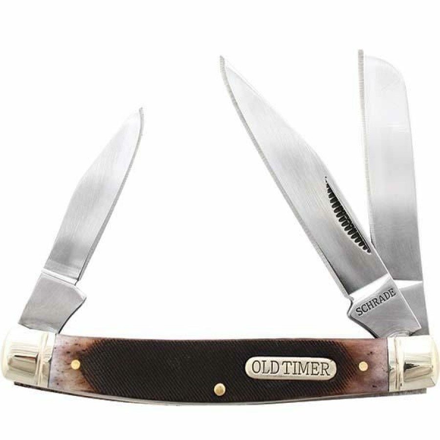 Blade * | Half-Price Schrade Old Timer 34Otb Middleman, Bone Handle, Plain, 3 Blades