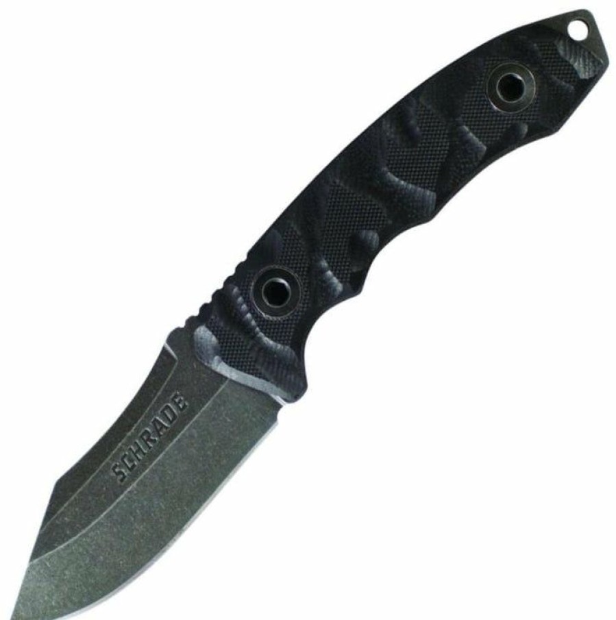 Blade * | Suitable Price Schrade Schf24 Full Tang Clip Point Fixed Blade Knife W/ G-10 Handle, Sheath