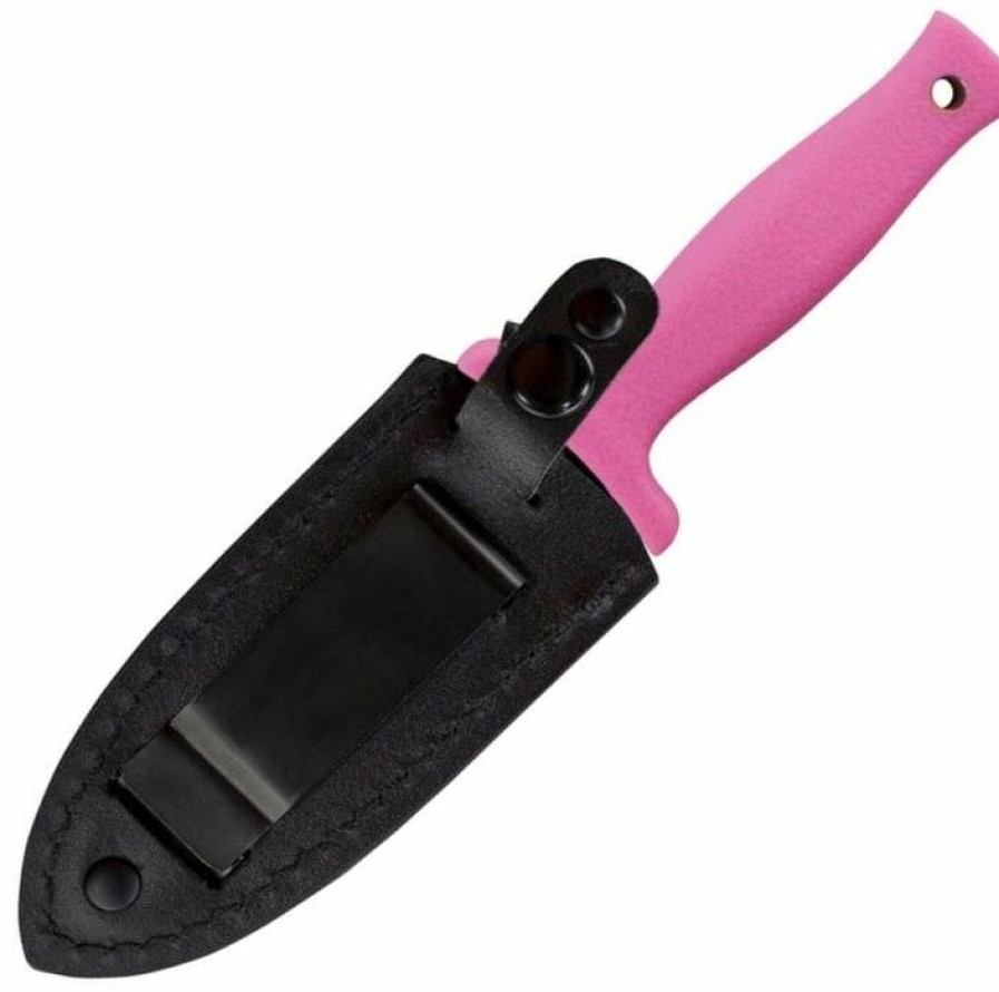 Pocket Knives * | Affordable Price Schrade Schf19P Small Plain Spear Point Fixed Blade Boot Knife W/ Pink Tpe Handle