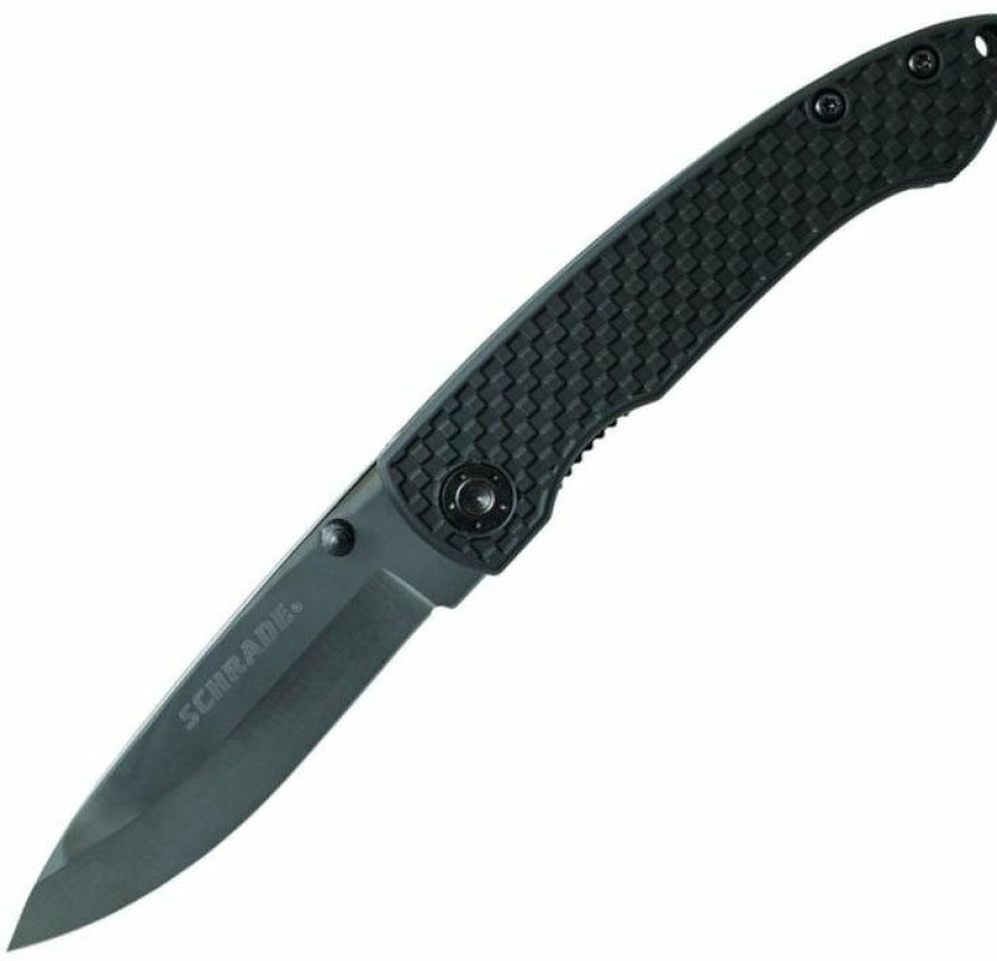 Blade * | Affordable Price Schrade Sch407 Liner Lock Folding Knife W/ Drop Point Ceramic Blade, Abs & Tpr Handle