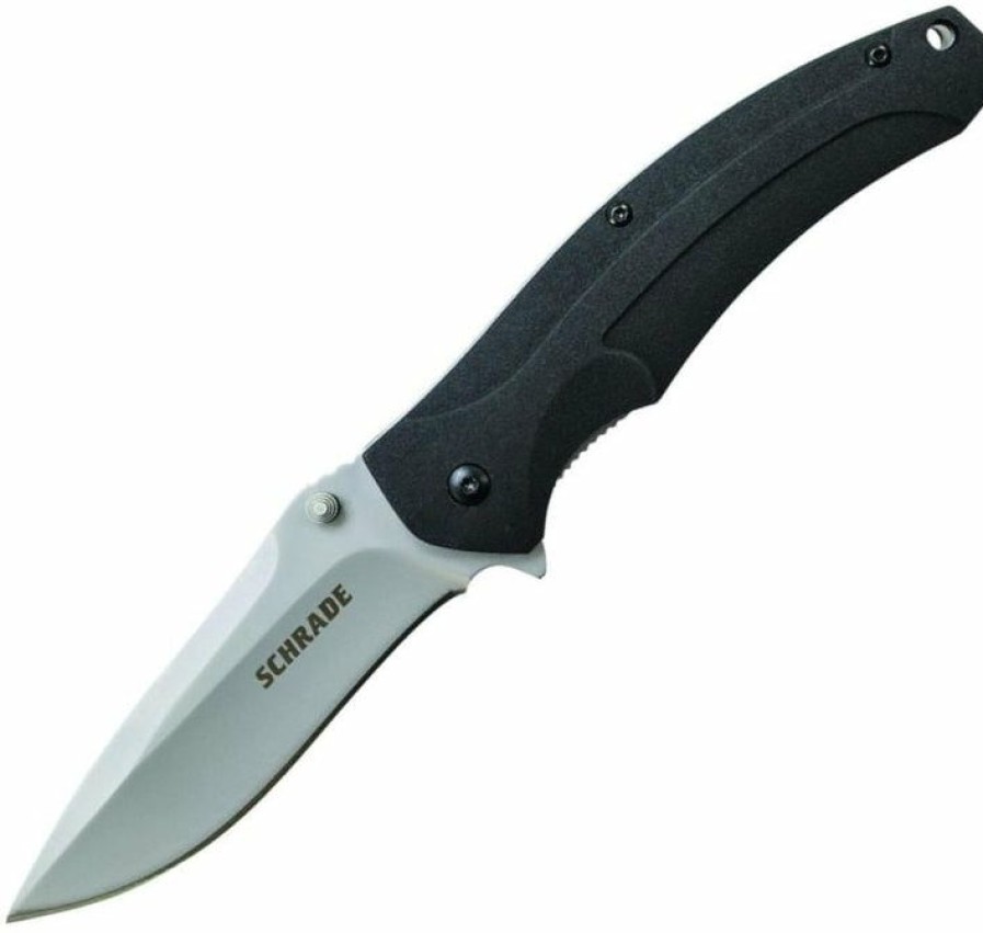 Blade * | Affordable Price Schrade Sch217L Large Liner Lock Folding Knife W/ Drop Point Blade, Aluminum Handle