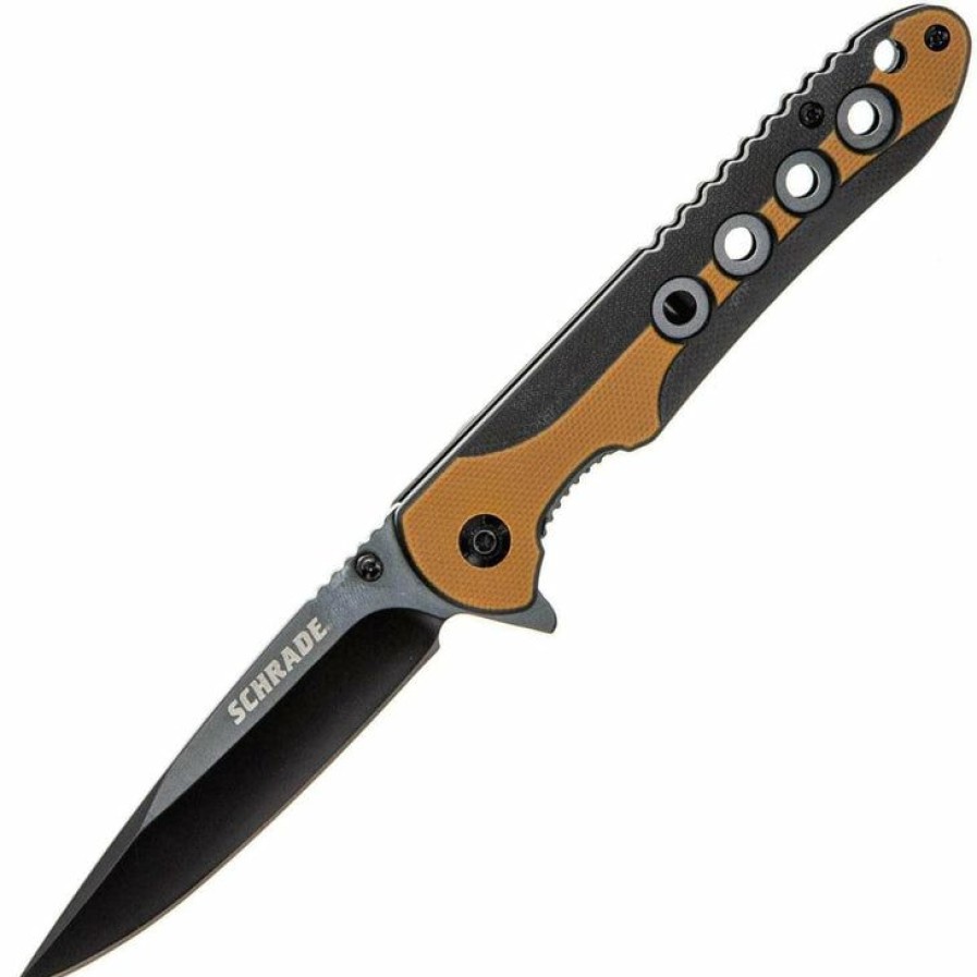 Blade * | Half-Price Schrade Ultra Glide, 3.5 Black Blade, Brown/Black G10 Handle 1121084