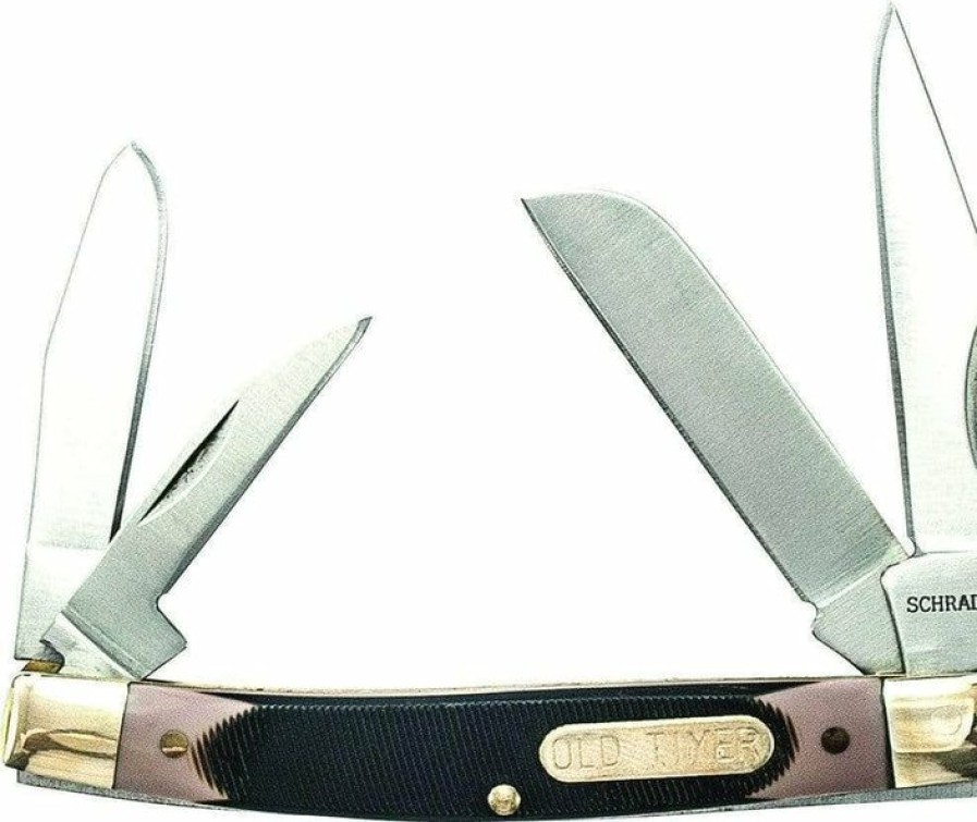 Pocket Knives * | Moderate Price Schrade Old Timer 44Ot Workmate 4-Blade Pocket Knife With Brown Delrin Handle