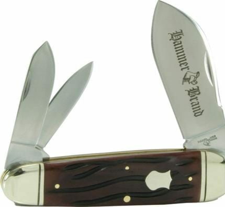 Blade * | Affordable Price Schrade 3-Blade Hammer Sunfish Pocket Knife W/ Whittler Brown Wormgrove