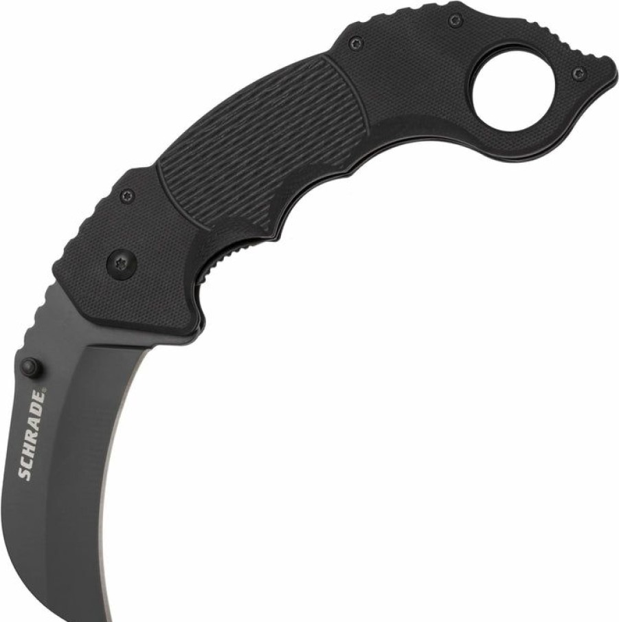 Pocket Knives * | Affordable Price Schrade Sch110 Folding Karambit, 3.15 Black Blade, Black G10 Handle