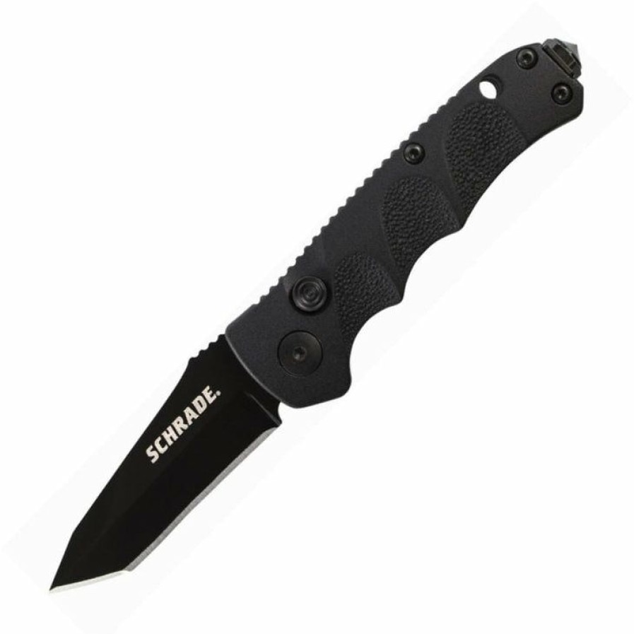 Blade * | Affordable Price Schrade Sc60Mbt Mini Lock Folding Knife W/ Plain Tanto Blade & Aluminum Handle