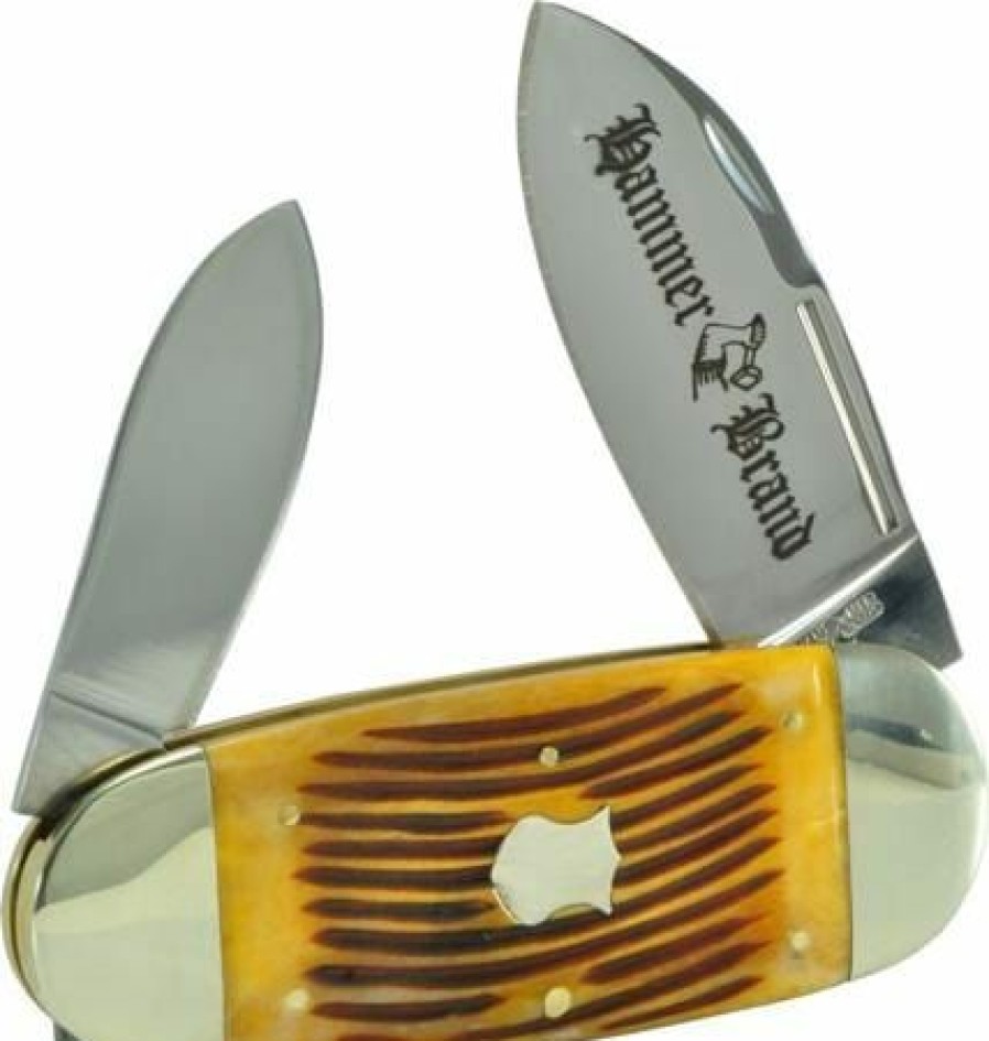 Pocket Knives * | Reasonable Price Schrade 2-Blade Hammer Brand Elephant Toe Amber Pick Bon Pocket Knife